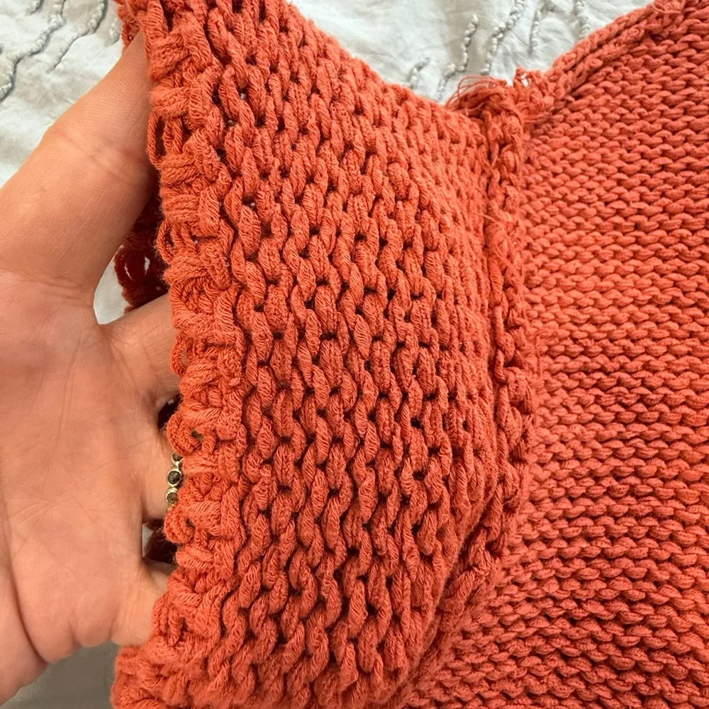 Free People Beach Terracotta Knit V-Neck Sweater Top XS - Picture 7 of 10